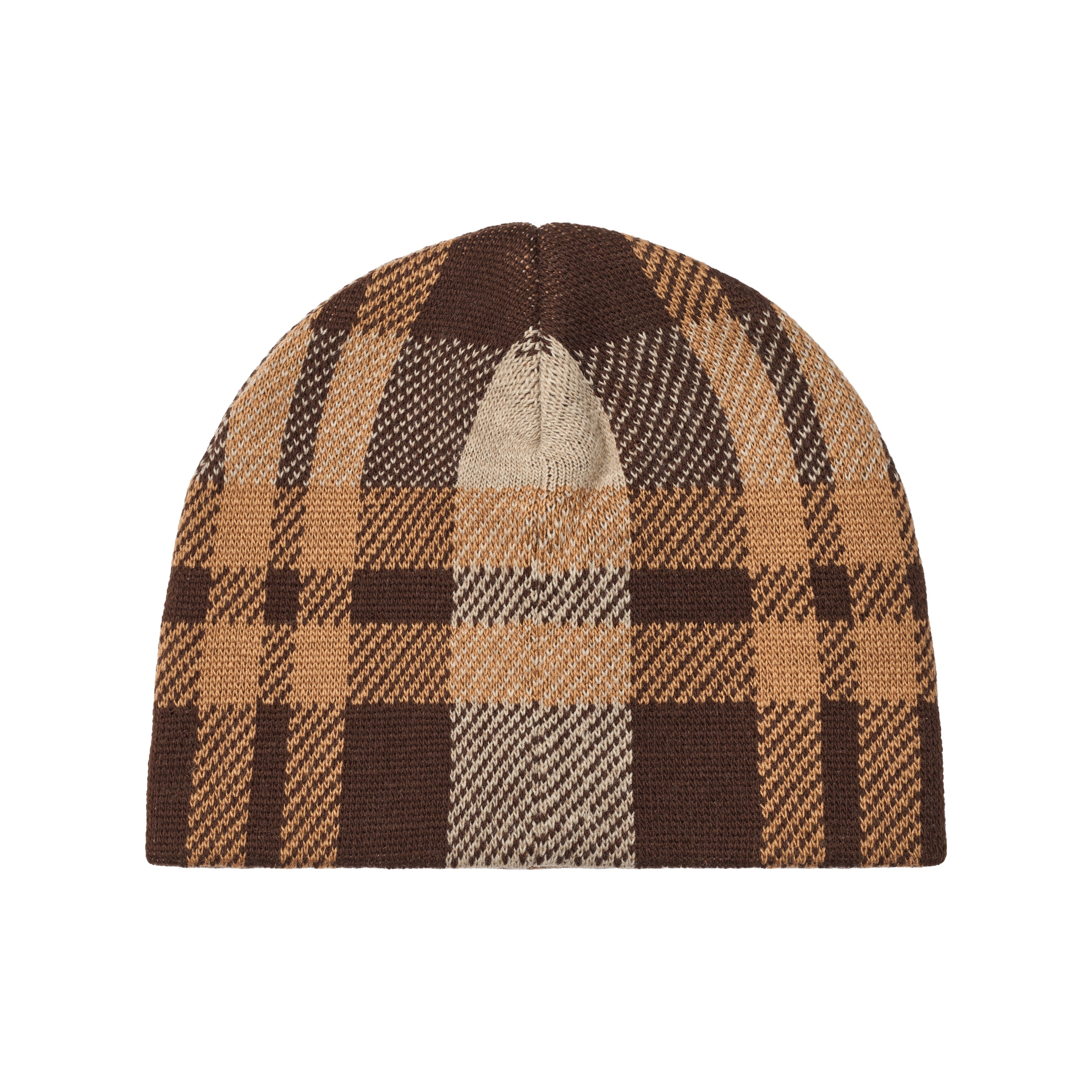 beanie - plaid brown